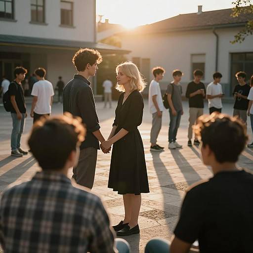 Sunset Urban Courtyard with Couples