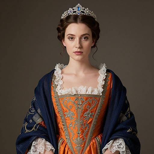 Elegant Renaissance Woman in Orange Gown