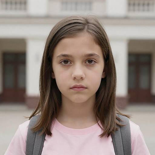 Serious Young Girl Against Blurred Background