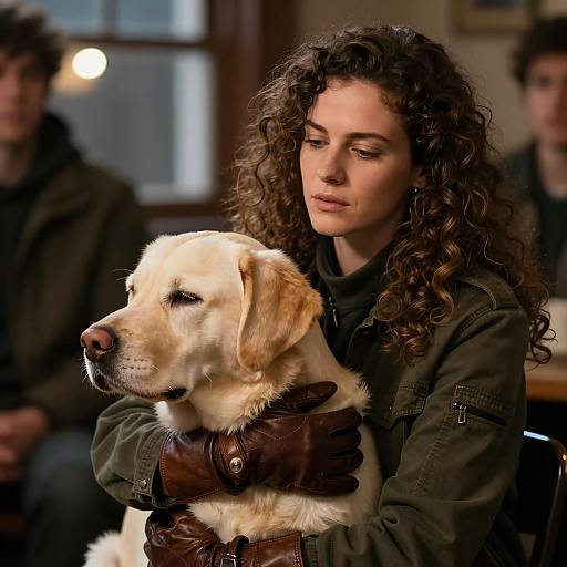 Focused Woman with Her Labrador Retriever