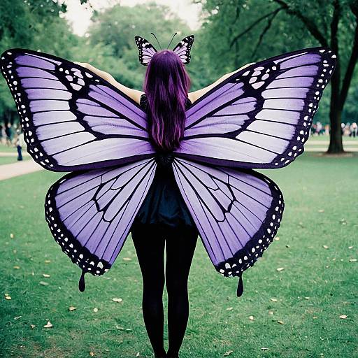 Woman in Purple Butterfly Costume