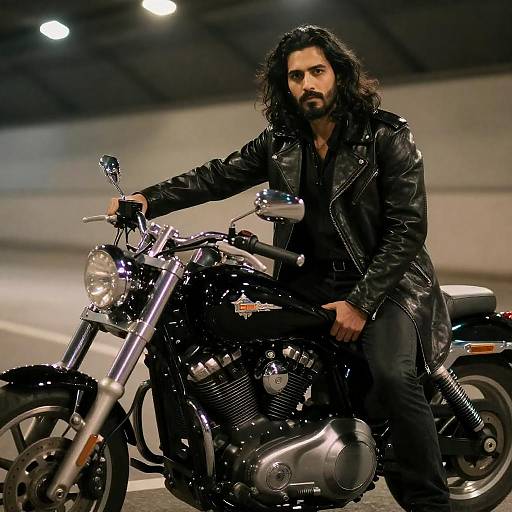 Night Rider on Chrome Motorcycle