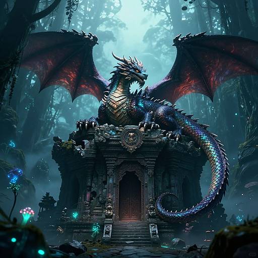 AI Dragon on Mystical Ancient Temple