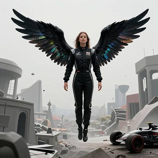 Angelic Racer in Surreal Dreamscape