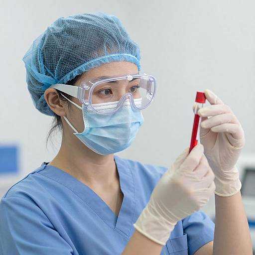Focused Doctor Examining Test Tube