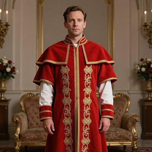 Man in Red and Gold Vicar Costume