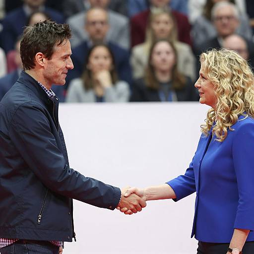 Two People Shaking Hands Indoors