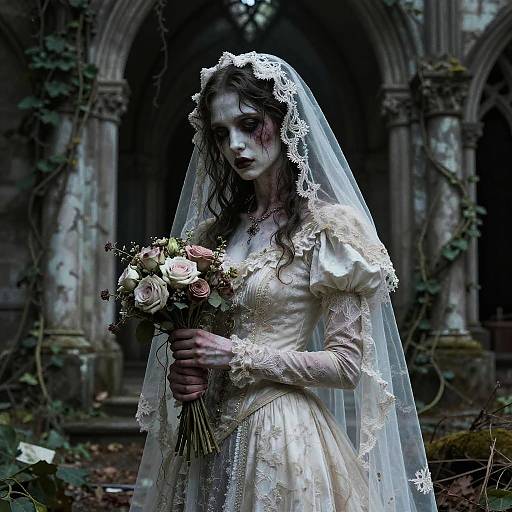 Abandoned Phantom Bride in Ruined Chapel