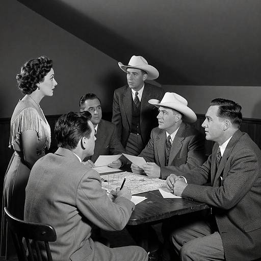 1940s Gathering in a Dim Room