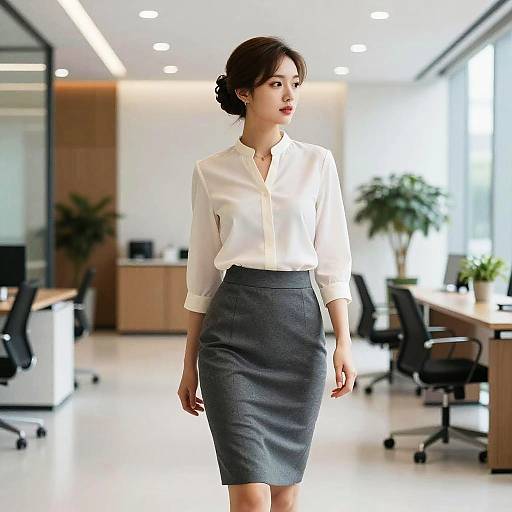 Businesswoman with Comb Over Hairstyle