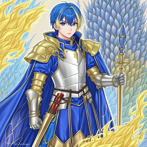 Illustration of Alfonse (fire emblem), fire emblem in the style of Jack dempa