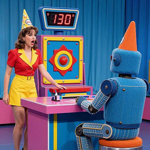 Vibrant 1980s Retro Gameshow Scene