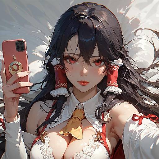 High-Quality Anime Selfie of Hakurei Reimu