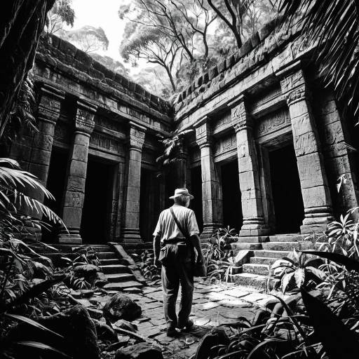 Elderly Archaeologist in Jungle Ruins