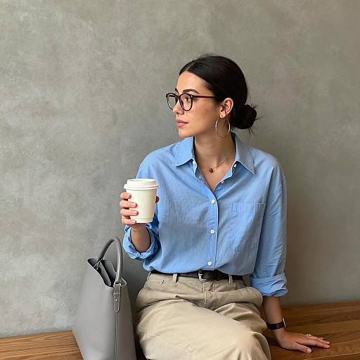 Stylish Woman on a Wooden Bench