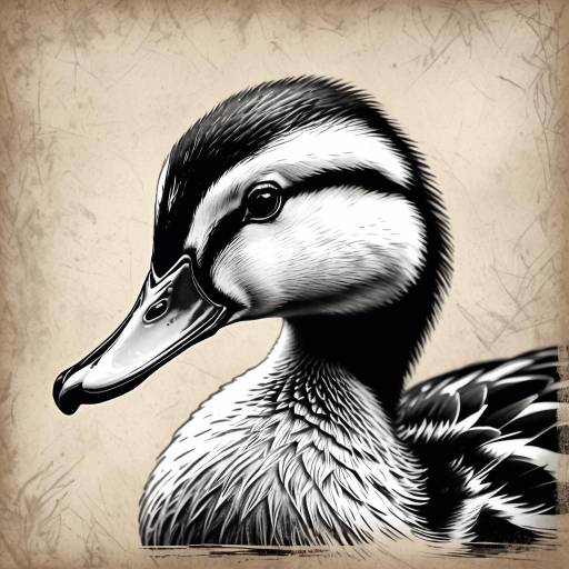 Realistic Monochrome Duckling Portrait