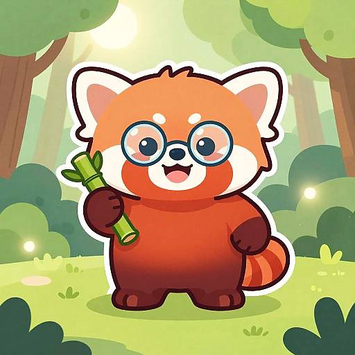Kawaii Red Panda Mascot Logo