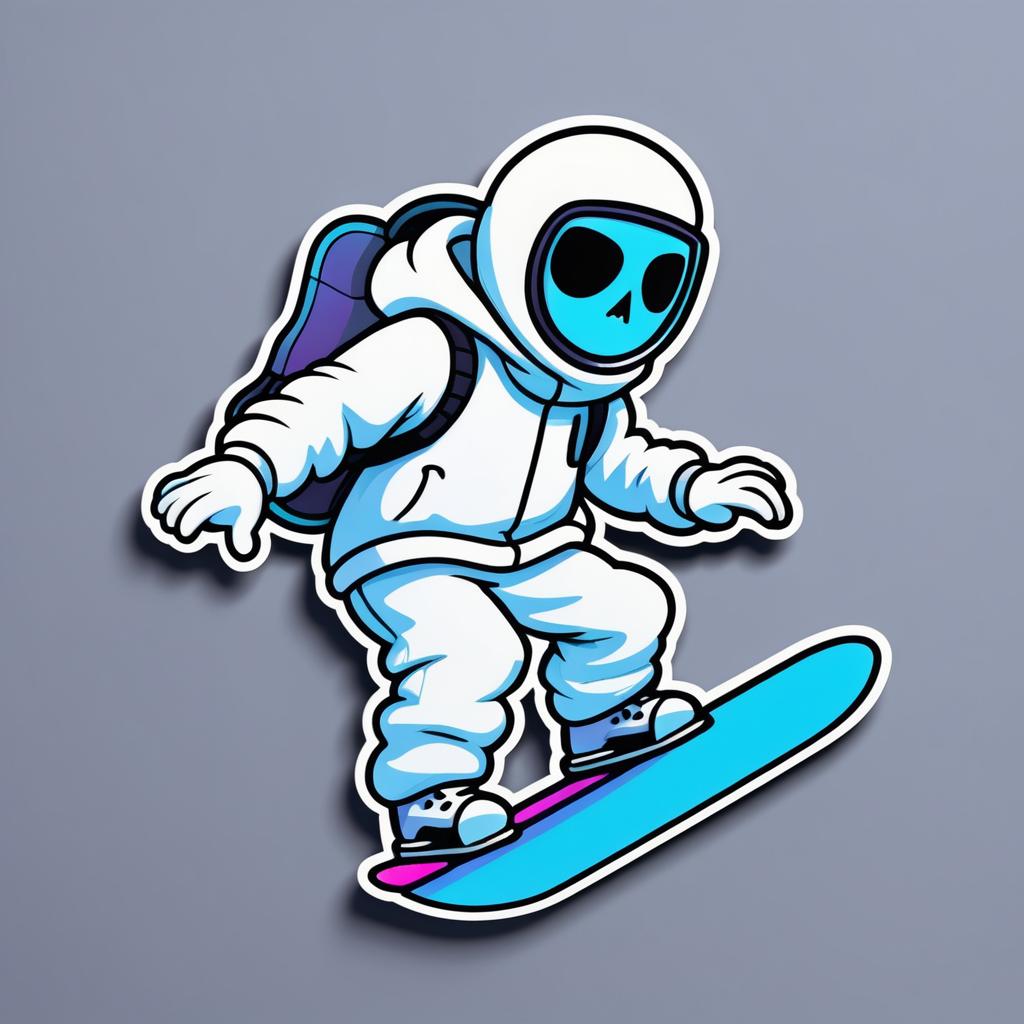 Ghost on Snowboard Die-Cut Sticker