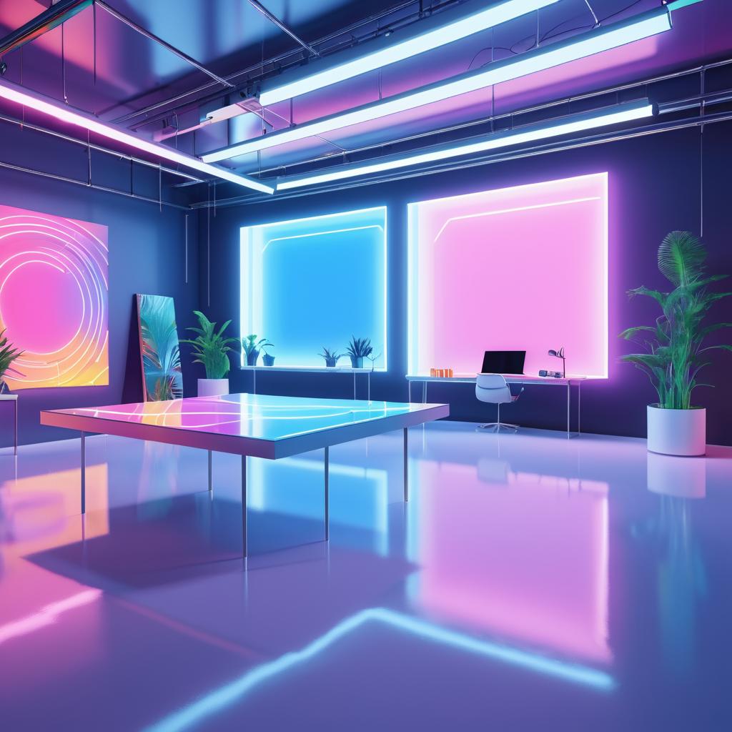 Futuristic Vibrant Art Studio Scene