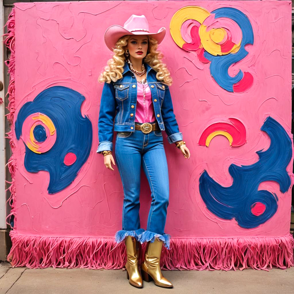 Vibrant Glam Cowgirl in Retro Style