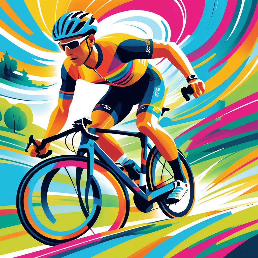 Dynamic Cyclist Racing Downhill Illustration