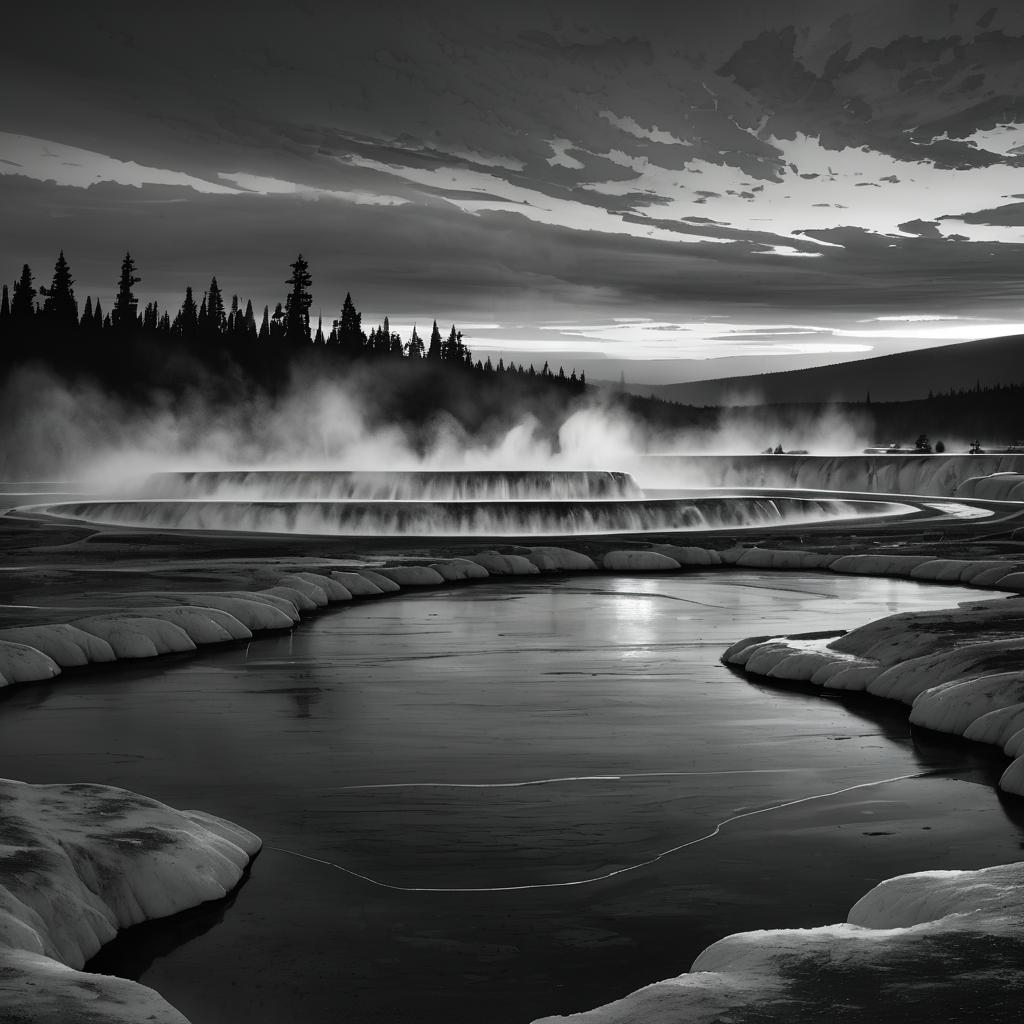 Moody Geyser Basin at Dusk