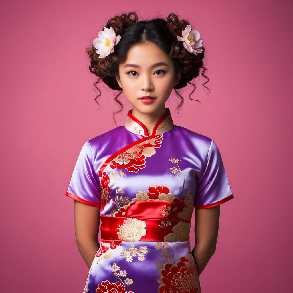 Surprised Girl in Elegant Qipao