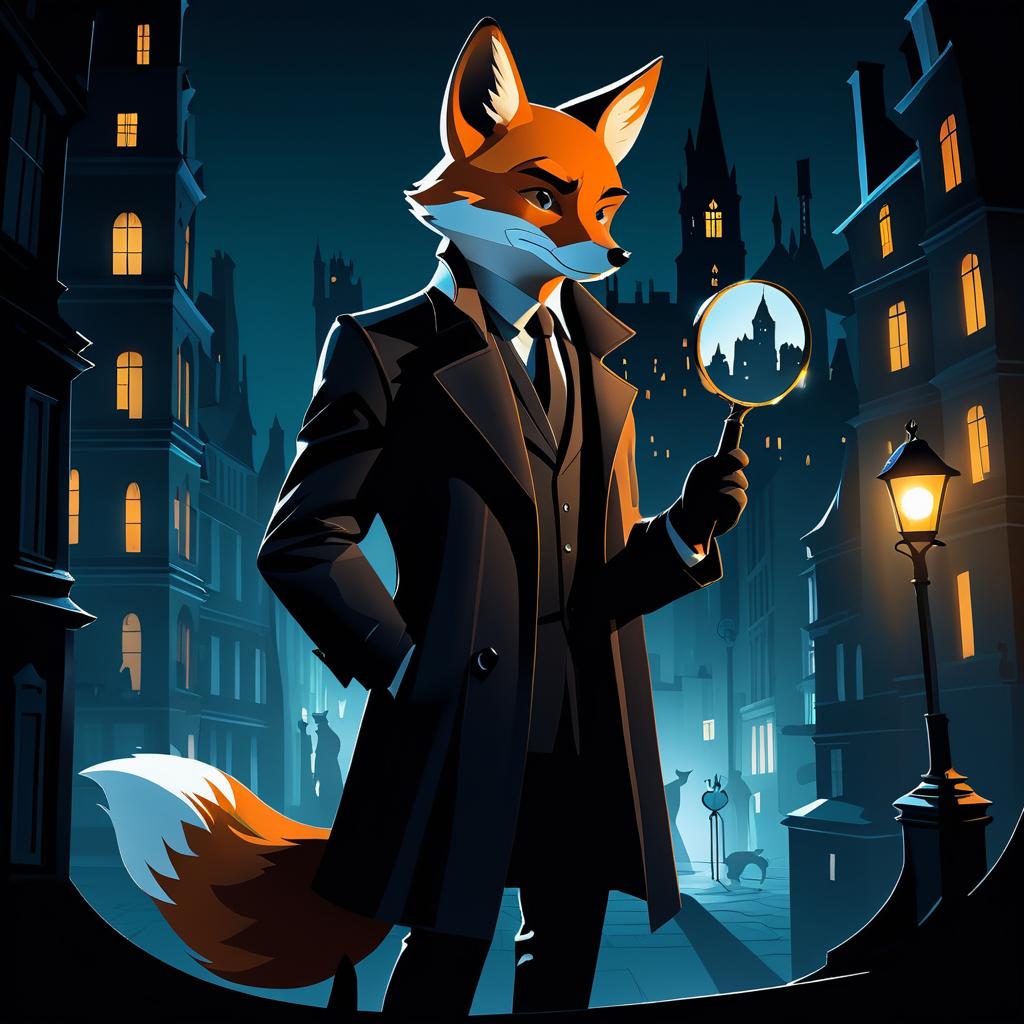 Detective Fox in Noir City Illustration