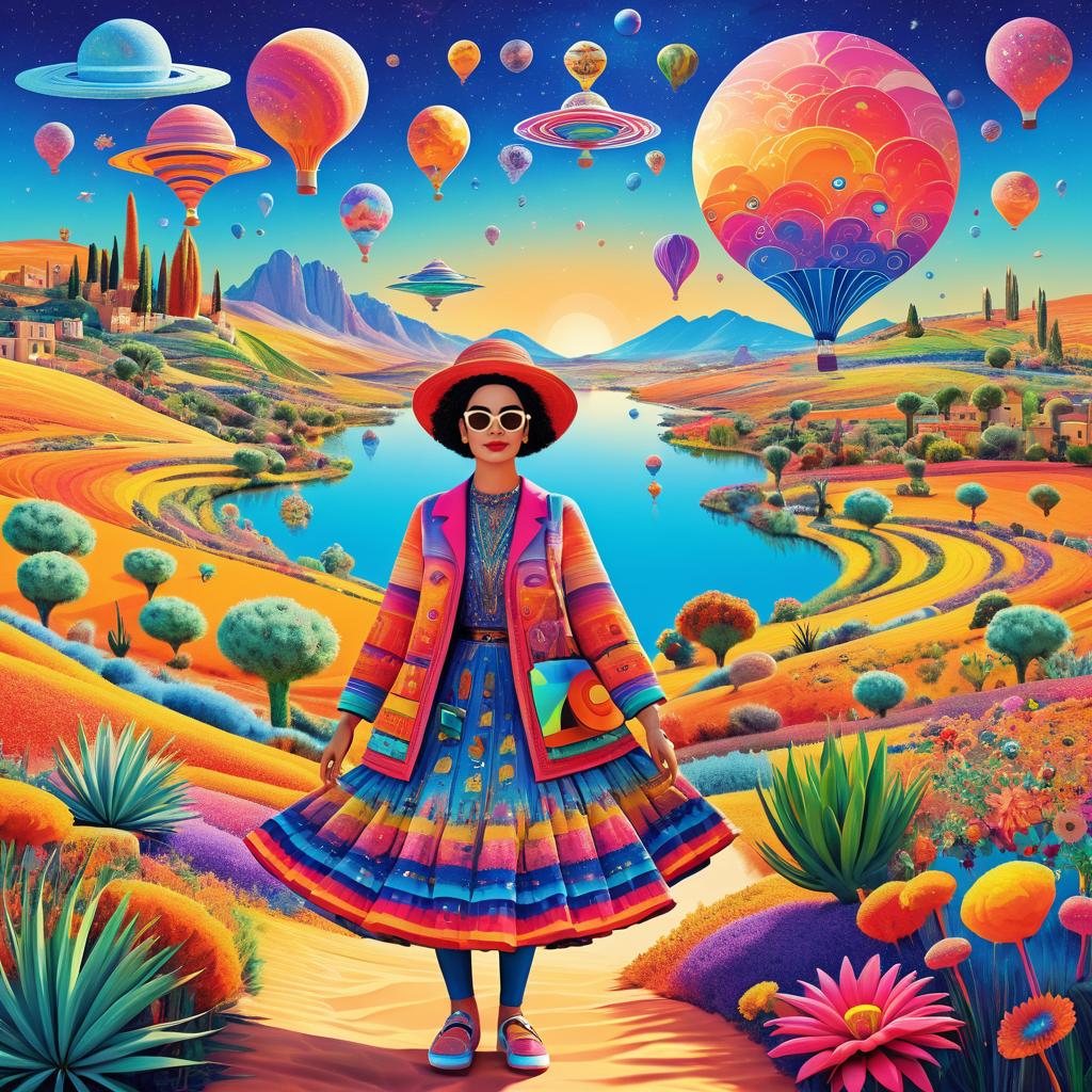 Cosmic Characters in a Vibrant Travel Scene