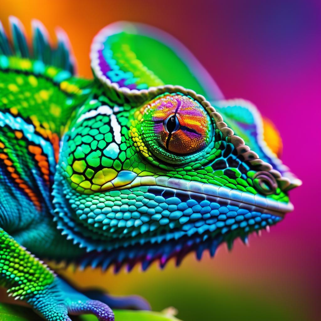 Vibrant Chameleon in Fantasy Lighting