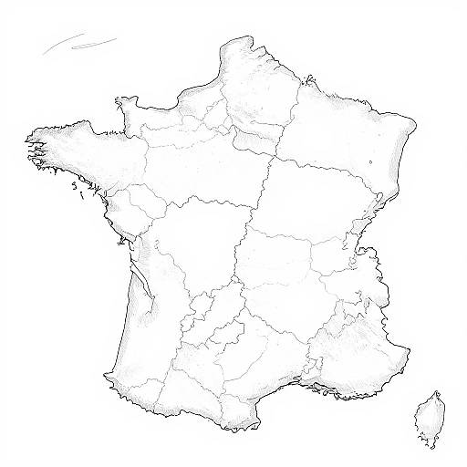 Minimalist France Map Line Art