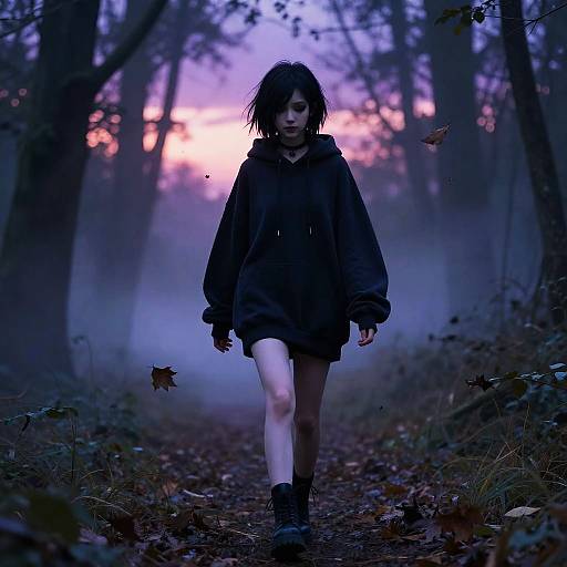 Emo Girl in Misty Gothic Forest
