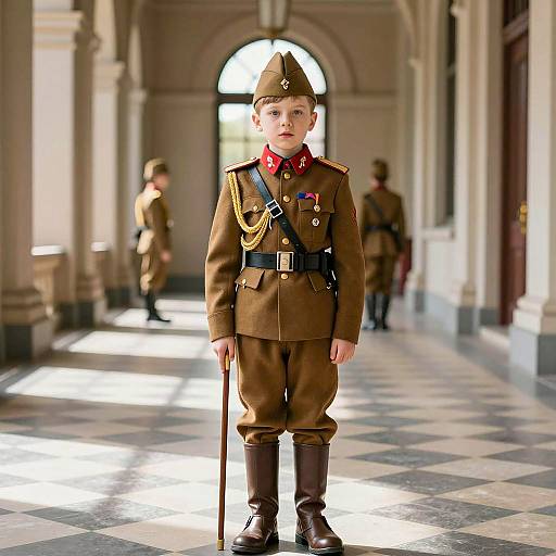 Young Boy in Photorealistic Military Costume
