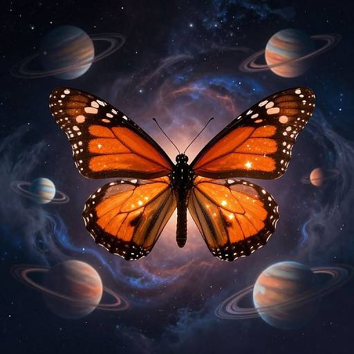 Cosmic Monarch Butterfly in Celestial Glow