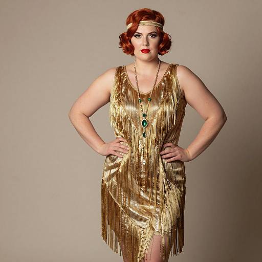 Plus-Sized Woman in 1920s Flapper Dress