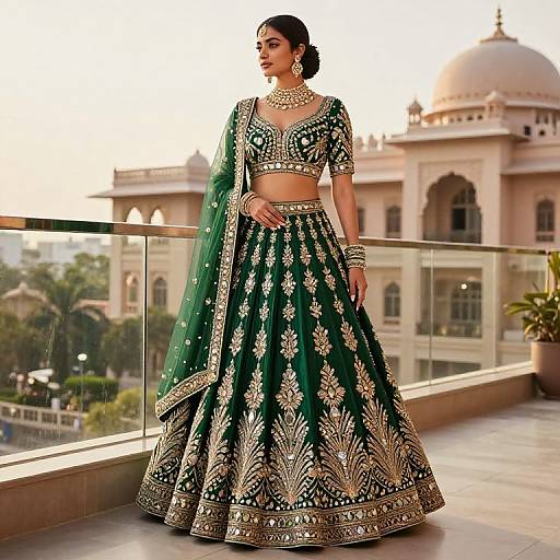 Luxurious Deep Green Lehenga Design