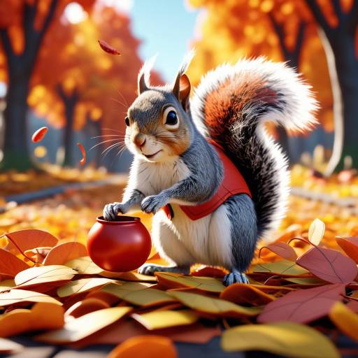 Whimsical Squirrel Solving a Puzzle Whimsical Squirrel Solving a Puzzle