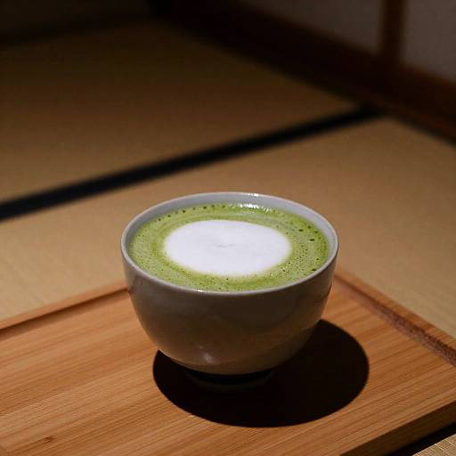 Minimalist Japanese Teahouse Matcha Evening Glow