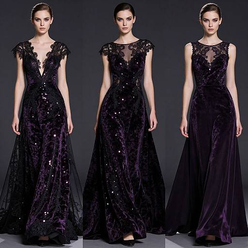 Elegant Dark Purple Velvet Gown