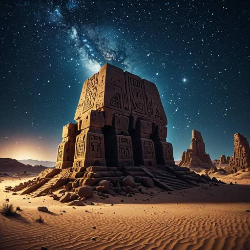 Ancient Desert Ruins Under Starry Sky