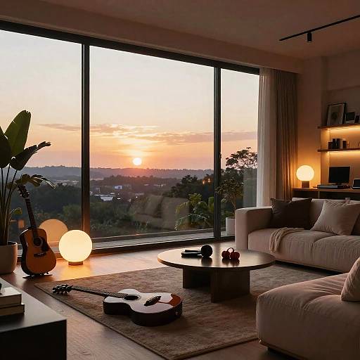Cozy Modern Room at Tranquil Sunset