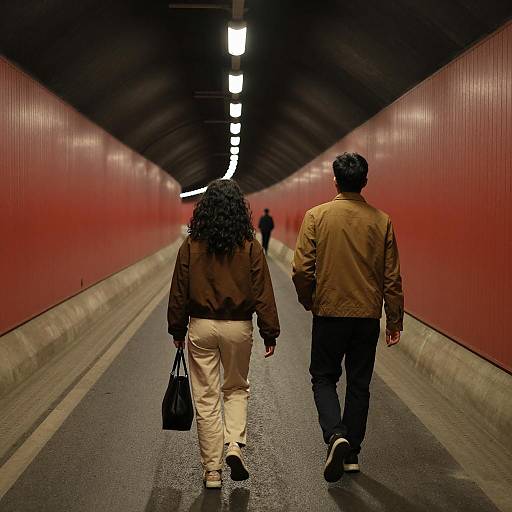 Mysterious Tunnel with Figures Walking