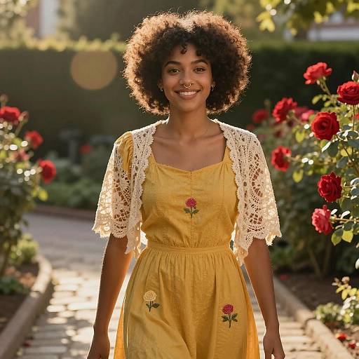 Joyful Afro-Latina Woman in Vintage Style