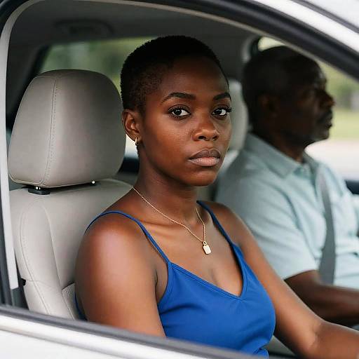 Serious Duo in a Stylish Car