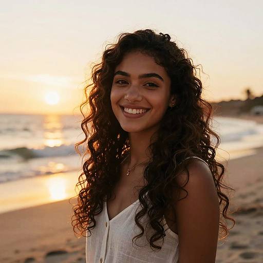 Sunset Beach Portrait of Young Woman