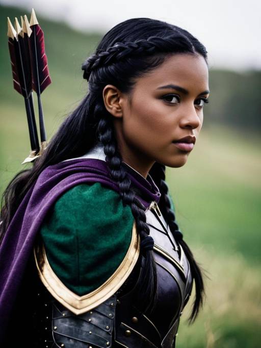 Dark-Skinned Female Archer in Armor