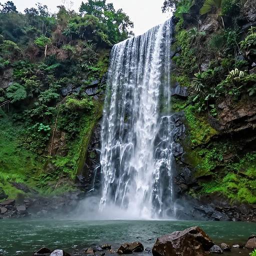 Majestic Waterfall in Lush Abomey Cliffside