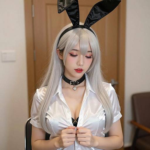 Blonde Woman with Bunny Ears Portrait