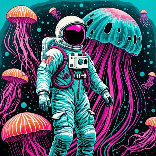 Psychedelic Astronaut and Jellyfish Art