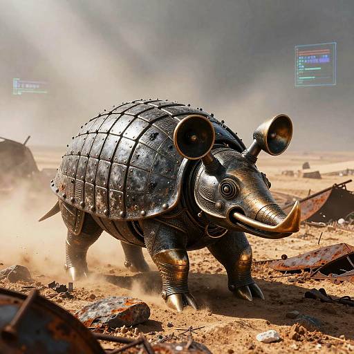 Bronze Armadillo Automaton in Desert